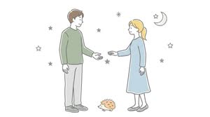 ハリネズミのジレンマの意味を表す男女の距離感イラスト